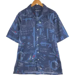 古着 90年代 ノーティカ NAUTICA 総柄 半袖 オープンカラー コットンシャツ メンズM相当 ヴィンテージ/eaa534161