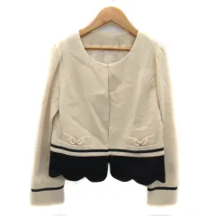 ルゥデルゥ Rew de Rew ノーカラージャケット ミドル丈 総裏地 スカラップ 切替 38 ベージュ /YK38のサムネイル