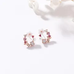 花冠 ピアス レディース フラワー 花 Flower パール 蝶 バタフライ