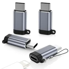 新品 MoKo ライトニング to Type C変換用アダプタ 4枚セット ストラップ付き ライトニングメス から USB Cオスに変換アダプター 480Mbpsデータ転送/10Wチャージ対応 軽量小型 iOSからタイプC変換コネクタ iPhone16/16e