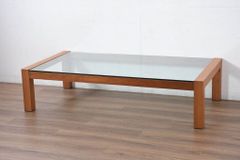 ★事前問合せ必須★  Poliform ポリフォーム ローテーブル 中古 イタリア 高級輸入家具 チェリー材 ガラストップ ガラス天板 リビングテーブル センターテーブル リペア+発送まで3週間前後 R-082301
