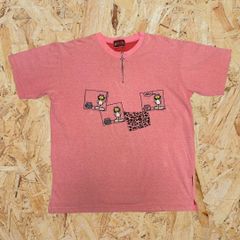 キャラT 　アメキャラ　 猫　CAT　刺繡　ハーフジップ　Tシャツ　ピンク　ヴィンテージ　ビンテージ　古着