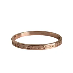 美品 COACH コーチ CCロゴ バングル ブレスレッド ピンクゴールドカラー レディース 古着 中古 USED