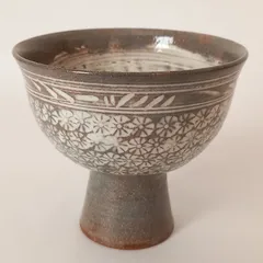 古八代象嵌文　割高台茶碗　茶道具　茶碗　オブジェ　三島象嵌 古八代象嵌文 割高台茶碗 茶道具 茶碗 オブジェ 三島象嵌