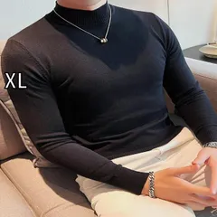 [XL ]春 コーデ メンズ  服 シンプル ファッション オシャレ 大人 かっこいい 大きいサイズ ストリート 紳士服  ハーフ タートルネックセーター ハイエンド カジュアル 無地 セーター スリムフィット 韓国スタイル ミッド カラー シャツ