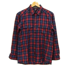 モンベル 長袖シャツ トップス チェック柄 メリノウール トレールシャツ メンズ Sサイズ 赤×紺 mont-bell 【中古】