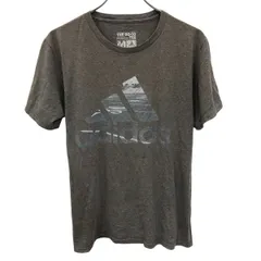 adidas 半袖 プリントTシャツ M グレー アディダス プルオーバー ビッグロゴ スポーティー 古着卸 アメリカ仕入 a705-5836