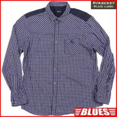 BURBERRY BLACK LABEL 廃盤 バーバリーブラックレーベル シャツ L メンズ 3 長袖 ブルー 青 ボタンシャツサイズL一覧←SEULB屋着古← TY3796