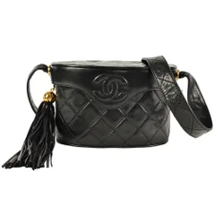 シャネル CHANEL ココマーク マトラッセ タッセル ショルダーバッグ ラムスキン ブラック ゴールド金具 フリンジ【中古】