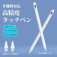 タッチペン iPad ペンシル 極細 超高感度 高精度 電量表示 誤on/off防止 スタイラスペン 傾き感知/磁気吸着/誤作動防止機能対応 2018年以降
