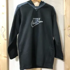 NIKE/ナイキ ナイロンプルオーバー フーディー フロントロゴ ビンテージ フリースライナー 00's マレーシア製 メンズ XL ブラック