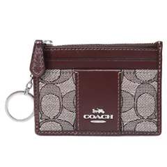 コーチ コインケース COACH ジャガード レザー シグネチャー キーリング付き ミニ スキニー IDケース 小銭入れ オーク×マップル CU988