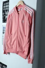 W(S) アディダス ジップアップ ジャージ トラックジャージ 炎 ファーバー ピンク-154DE