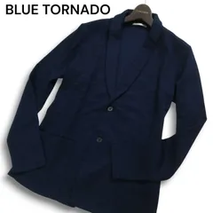 BLUE TORNADO トルネードマート 通年 ショールカラー★ ニット テーラード ジャケット Sz.M メンズ 紺 ネイビーのサムネイル