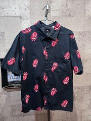 H&M ローリングストーンズ 総柄 半袖シャツ M THE ROLLING STONES