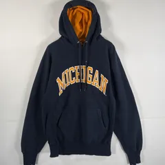 古着 スティーブアンドバリーズ STEAVE&BARRYS パーカー カレッジロゴ リバースウィーブタイプ ミシガン マフポケット M  ネイビー メンズのサムネイル
