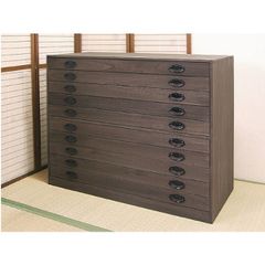 新品・国産品：桐たんす１０段「咲」焼桐色系とのこ仕上げ　着物用　桐箪笥　桐タンス　１４営業日以内の発送