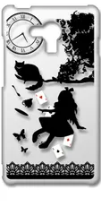 【新品未使用】 SH-04G AQUOS EVER アクオス クリア ハードケース (Alice in wonderland(ブラック)) アリス トランプ 