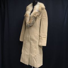 最高級】カシミヤ100% ブルーフォックスファー ロングコートベージュ 