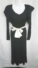 ◇ ⊇ MERCURYDUO マーキュリーデュオ リブニット 長袖 ロング丈 ワンピース サイズM ブラック レディース E  【1409240044420】