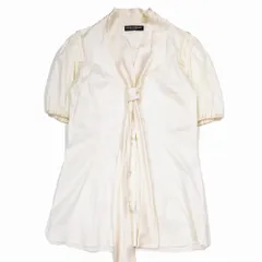DOLCE&GABBANA ドルチェアンドガッバーナ サテン ボウタイ リボン シャツ ブラウス 半袖 ストレッチ 38 S 白 レディース 【中古】
