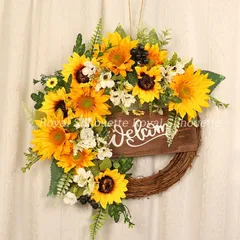 リース フラワー 花 インテリア イエロー 黄色 向日葵 ひまわり 壁掛け ウェディング 前撮り 花嫁 造花 結婚式 前撮り お洒落 二次会 披露宴 海外挙式 ウェディングブーケ 豪華 花束 ガーリー 可愛い 装飾品