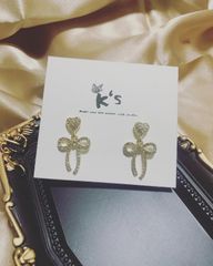 【K‘s store 2021】ピアス　925 ハート　リポン　No.009