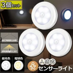 人感センサーライト 電池式 フットライト 3個セット 小型 LED足元ライト 室内 ベッドサイドランプ 明暗センサー 停電 防災 対策 マグネット付き キッチン 廊下 階段 足元 本棚 クローゼット に適用 目に優しい センサーライト