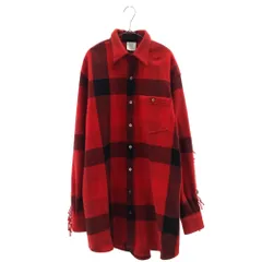 VETEMENTS (ヴェトモン) 19SS Over Size Western Wool Flannel Check Shirt WAH19SH104 オーバーサイズ ウェスタン フランネル チェック 長袖シャツ レッド/ブラックのサムネイル
