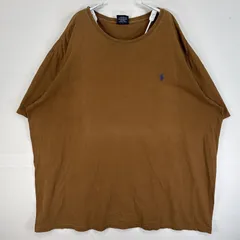古着 ポロバイラルフローレン Polo by Ralph Lauren 半袖Tシャツ ロゴ 刺繍 大きいサイズ XXL  ブラウン 無地 メンズ