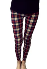 [ドナリー] レギンス スパッツ レギパン 柄物 チェック プリント カラー レディース (タータンチェック柄 赤) [タータンチェック柄 赤] [Free Size]