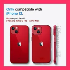 【スタッフおすすめ！】Spigen iPhone13 ケース クリア TPU バンパーケース 2重構造 米軍MIL規格取得 耐衝撃 すり傷防止 黄ばみ無し ワイヤレス充電対応 ウルトラ・ハイブリッド ACS03524 (レッド・クリスタル)