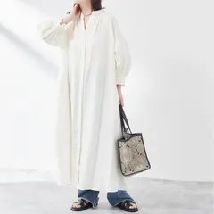 JOURNAL STANDARD L’essage (ジャーナルスタンダードレサージュ) ■ ② 24040370050010 フレンチリネンスタンドカラーワンピース レディース ホワイト FREE