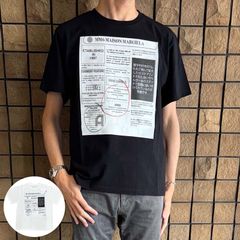 【2025春夏物モデル】☆1/25入荷☆ MM6 メゾンマルジェラ　エムエムシックス ニュースペーパー プリントTシャツ 半袖 クルーネック S52GC0337 S24312 メンズ ブラック・ホワイト