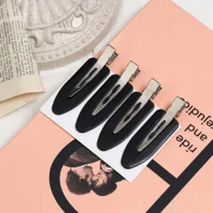 ■跡がつかない前髪クリップ ヘアピン ヘアクリップ 前髪 ブラック 4個SET