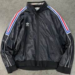 90s Vintage ADIDAS DESCENTE アディダス デサント ヴィンテージ ナイロンジャケット ウィンドブレーカー 内側メッシュ ジップアップ フード内蔵 ロゴ トレフォイル 刺繍 ブラック 黒 メンズ L ADS-8165