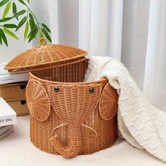 ZARA HOME ゾウ ラタン バスケット 収納 籐風 白 蓋付き インテリア