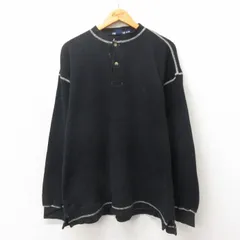XL/古着 ノーティカ 長袖 ブランド Tシャツ メンズ 90s ワンポイントロゴ 大きいサイズ コットン ヘンリーネック 黒 ブラック 25may20 中古