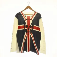 ルシアンペラフィネ LUCIEN PELLAT-FINET ユニオンジャックスカルTシャツ カットソー 長袖 XL オフホワイト 紺 赤 /DF ■OSのサムネイル