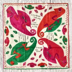 バンダナ カメレオン インパクト ビックプリント 大判 サイズ 生地 柄 かわいい北欧 ポップ レッド コットン インド綿 綿100% お弁当 包み スカーフ ハンカチ スタイ お返し プチギフト レディース 53cm×53cm