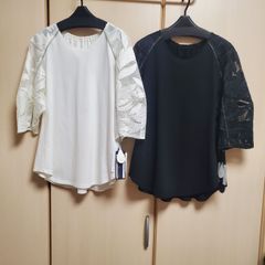 Bluefronce 2025 春夏新作　接触冷感素材　5～7分丈　トップス　レース切り替え　2色　フリーサイズ　自宅洗濯OK