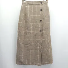 ◇ Θ green label relaxing UNITED ARROWS チェック柄 ロング丈 タイト スカート サイズ36 モカ レディース E  【1504240005935】