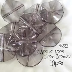 ♡no.652アクリルウェーブビーズグレー♡クリア秋冬大ぶりレトロラウンド個性的