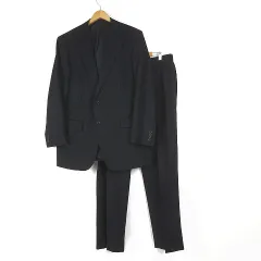 バーバリー ロンドン BURBERRY LONDON スーツ セットアップ ストライプ SUPER 120’S ウール シングル 2ボタン ジャケット L-XL BB7 黒 ブラック 国内正規品