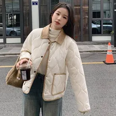 コート ジャケット キルティング 中綿 コート 秋 冬 ショート丈 軽い 暖かい 中綿入り ポケット付き 無地 アウター 羽織り 長袖 上着 ポロネック ボタン付き ゆったり オシャレ シンプル きれいめ 通勤 xzzhang24