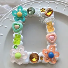 ୨୧ホイップデコトレカケース フラワー　グリーン×オレンジ　B8縦入れ