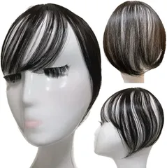 Luce brillare 部分ウィッグ かつら 前髪ウィッグ トップピース ポイントピース カツラ 女性用 レディース うぃっぐ 頭頂部 つむじ ショート ３点セット( ナチュラルブラック,  Free)