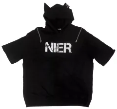 【中古】アウターウェア ロゴ/ももしきイラスト 猫耳付き2WAYオフショルダー ブラック フリーサイズ 「ももしき×NieR CLOTHING」