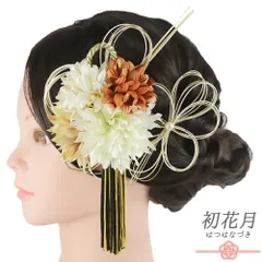 髪飾り 成人式 水引 ゴールド 振袖 袴 花 白 黒 茶 房 組紐 パール ビーズ 大きい 小さい 2点セット 着物 和装 かんざし キラキ No.12-1135