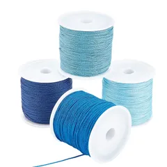 【特価セール】手作り ブレスレット制作 ネックレス ハンドメイド 手芸用品 パーツ 材料 アクセサリー クラフト用品 コード 糸 ひも 編み紐 結び紐 ビーズコード (ブルー) 手編み紐 0.8mm 4巻き 細い紐 ナイロン糸 PandaHall PH